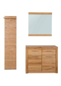 VOGL Möbelfabrik , Garderoben-Set »Toronto« Set, 3 Stk. tlg. , braun , Das Garderobenset besteht aus Garderobenpaneel, Schuhkommode und Spiegel.