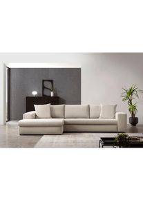 Home Affaire, Home Affaire Ecksofa &raquo;SLEETLAND XXL in Samtvelours oder Vintage-Leder-Optik, L-Form,&laquo; besonders gross und bequem, pearl, B/H/T: 325 cm x