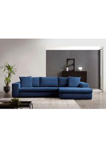 Home Affaire, Home Affaire Ecksofa &raquo;SLEETLAND XXL in Samtvelours oder Vintage-Leder-Optik, L-Form,&laquo; besonders gross und bequem, navy blau, B/H/T: 325 