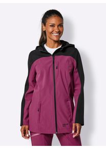 Witt Damen Softshelljacke mit Brusttasche, schwarz-malve, Größe 40/42, 94% Polyester, 6% Elasthan