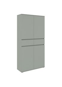 Xora Mehrzweckschrank , Salbeigr&uuml;n , Holzwerkstoff , 8 F&auml;cher , 2 Schublade(n) Schubladen , 100x200x37 cm , stehend , Garderobe, Garderobenschr&auml;nke