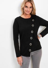 Pull en fine maille à rivets en noir, Taille 36/38 (S), Couleur/Motif: noir/argenté, bonprix