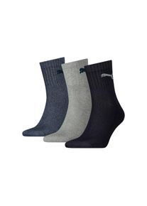 Puma, Unisex, Puma Sportsocken &raquo;short crew&laquo; 3 Stk. tlg. gepolsterte Frottee-Sohle, atmungsaktiv, 1x navy, 1x hellgrau, melange, 1x nightshade, 39-42, 