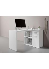 Eckschreibtisch »Macon« Computertisch mit vielen Stauraummöglichkeiten, Breite 130 x 93 cm , weiss , Home Affaire