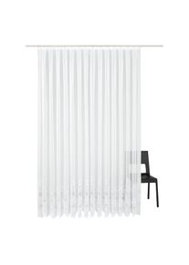 Weckbrodt-Gardinen Gardine »Jacqu« Kräuselband 1 Stk. tlg. feste Falten, Jacquard, halbtransparent, Bordüre, nach Mass, Store , weiss , Weckbrodt , Obermaterial: 100%...