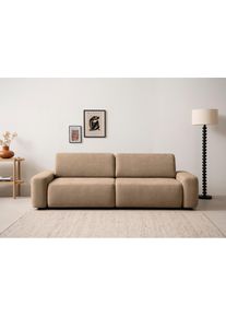 Home Affaire 3-Sitzer »TORGE (257cm), Sofa,Schlafsofa in Cord, Samtvelours, Struktur fein« rundes Design, Schlaffunktion u. Bettkasten, Liegefläche: 135/200 cm...