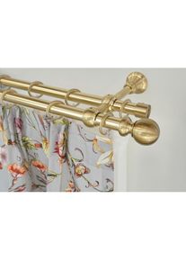 Gardinenstange »ANDREA« Ø 20 mm 2 läufig-läufig Wunschmasslänge Vorhanggarnitur, verlängerbar, Endknopf Kugel lang, mit Ringen , goldfarben , Garesa