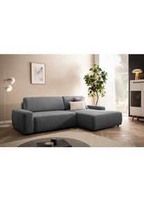 Home Affaire Ecksofa »TORGE (264cm), Schlafsofa in Cord, Samtvelours o Struktur fein, L-Form« Schlaffunktion, Bettkasten, Liegefläche: 125/210 cm , grau , Home...