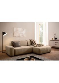 Home Affaire Ecksofa »TORGE (264cm), Schlafsofa in Cord, Samtvelours o Struktur fein, L-Form« Schlaffunktion, Bettkasten, Liegefläche: 125/210 cm , braun , Home...