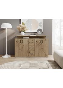 HBZ-MEBLE HBZ , Sideboard »Drivno Sideboard, B/H/T 139x90x34 cm« 1 Stk. tlg. Breite 139cm, Kugelauszug, Einlegeböden verstellbar, 3 Schubkästen , Das...