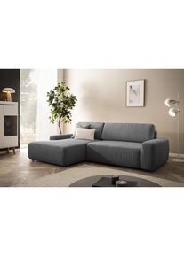 Home Affaire Ecksofa »TORGE (264cm), Schlafsofa in Cord, Samtvelours o Struktur fein, L-Form« Schlaffunktion, Bettkasten, Liegefläche: 125/210 cm , grau , Home...