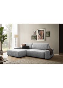 Home Affaire Ecksofa »TORGE (264cm), Schlafsofa in Cord, Samtvelours o Struktur fein, L-Form« Schlaffunktion, Bettkasten, Liegefläche: 125/210 cm , silberfarben...
