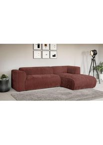Ecksofa »MERID L-Form (257 cm), zeitlos & stilvolles Design,« Aufwendig gepolstert, in Cord, Chenille und Struktur , rot , Home Affaire