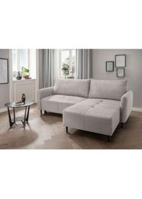 Inosign Ecksofa »Mara, L-Form, aktueller Cord Bezug und tolle Farben, schmale Armlehnen« whlw. mit Bettfunktion,Recamiere links/rechts montierbar, Breite...