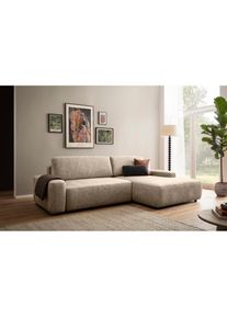 Home Affaire Ecksofa »TORGE (264cm), Schlafsofa in Cord, Samtvelours o Struktur fein, L-Form« Schlaffunktion, Bettkasten, Liegefläche: 125/210 cm , braun , Home...