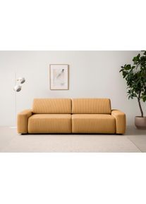 Home Affaire 3-Sitzer »TORGE (257cm), Sofa,Schlafsofa in Cord, Samtvelours, Struktur fein« rundes Design, Schlaffunktion u. Bettkasten, Liegefläche: 135/200 cm...