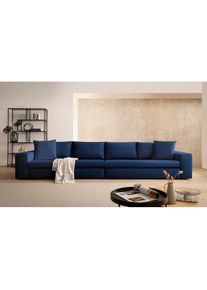 Home Affaire, Home Affaire 4-Sitzer &raquo;SLEETLAND XXL in Samtvelours oder Vintage-Leder-Optik&laquo; besonders gross und bequem, navy blau, B/H/T: 400 cm x 72 