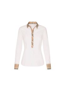 Chemisier en popeline &agrave; carreaux Seidensticker - taille: 42 - blanc