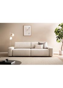 Home Affaire 3-Sitzer »TORGE (257cm), Sofa,Schlafsofa in Cord, Samtvelours, Struktur fein« rundes Design, Schlaffunktion u. Bettkasten, Liegefläche: 135/200 cm...