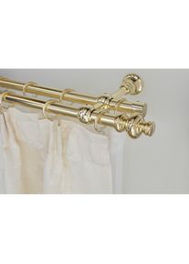 Garesa, Garesa Gardinenstange &raquo;ANDREA&laquo; &Oslash; 20 mm 2 l&auml;ufig-l&auml;ufig Wunschmassl&auml;nge Vorhanggarnitur, verl&auml;ngerbar, Endknopf Profil gross, mit Ringen, 