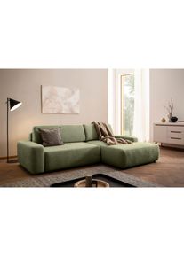 Home Affaire Ecksofa »TORGE (264cm), Schlafsofa in Cord, Samtvelours o Struktur fein, L-Form« Schlaffunktion, Bettkasten, Liegefläche: 125/210 cm , grün , Home...