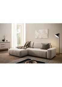 Home Affaire Ecksofa »TORGE (264cm), Schlafsofa in Cord, Samtvelours o Struktur fein, L-Form« Schlaffunktion, Bettkasten, Liegefläche: 125/210 cm , beige , Home...