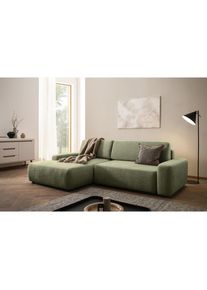 Home Affaire Ecksofa »TORGE (264cm), Schlafsofa in Cord, Samtvelours o Struktur fein, L-Form« Schlaffunktion, Bettkasten, Liegefläche: 125/210 cm , grün , Home...
