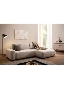 Home Affaire Ecksofa »TORGE (264cm), Schlafsofa in Cord, Samtvelours o Struktur fein, L-Form« Schlaffunktion, Bettkasten, Liegefläche: 125/210 cm , beige , Home...