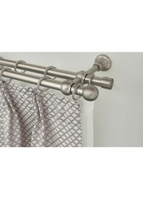 Gardinenstange »ANDREA« Ø 20 mm 2 läufig-läufig Wunschmasslänge Vorhanggarnitur, verlängerbar, Endknopf Kugel kurz, mit Ringen , silberfarben , Garesa