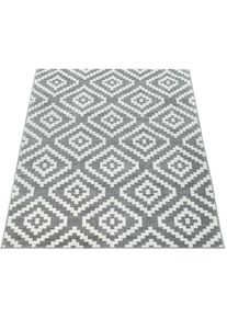 Teppich »Stella 400« rechteckig 16 mm Höhe Kurzflor, Pastell Farben, Rauten Design, Wohnzimmer , grau , Paco Home , Obermaterial: 100% Polypropylen