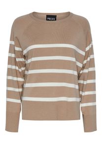 Pieces Pullover 'SIA' Damen Gr&ouml;&szlig;e M hellbraun / wei&szlig;