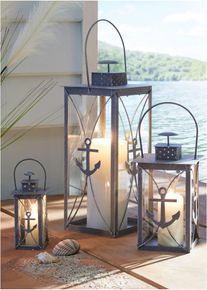 Laterne mit Anker (3-tlg.Set) in grau, Onesize, bonprix