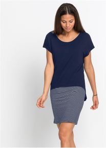 Jerseykleid mit Streifenrock in blau, Gr&ouml;sse 36/38 (S), bonprix