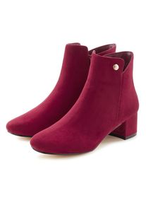 Lascana, Unisex, Lascana Stiefelette mit bequemen Blockabsatz, Ankle Boots, Stiefel VEGAN, bordeaux, 35, Bequemer Blockabsatz