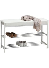 CARRYHOME Schuhregal , Weiss , Metall, Textil , 80x52x30 cm , Garderobe, Schuhaufbewahrung, Schuhregale