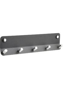 Alco Wandgarderobe, 5 Haken, B 260 x T 20 x H 75 mm, Eisen und Edelstahl, satin-grau/silber