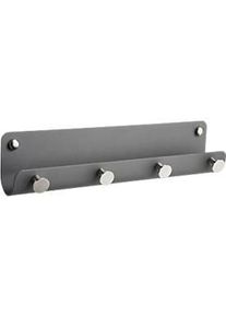 Alco Wandgarderobe, 4 Haken und 1 Ablagefach, B 305 x T 50 x H 70 mm, Eisen und Edelstahl, satin-grau/silber