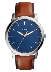 Fossil, Hommes Montre &agrave; affichage analogique 'The Minimalist 3H', bleu fonc&eacute; / marron / argent