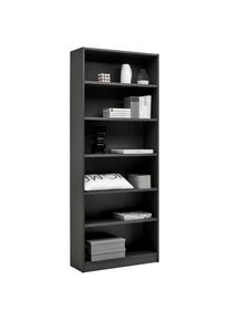 CARRYHOME Regal , Anthrazit , Holzwerkstoff , 5 F&auml;cher , 80x199.2x28 cm , stehend , Wohnzimmer, Regale, B&uuml;cherregale