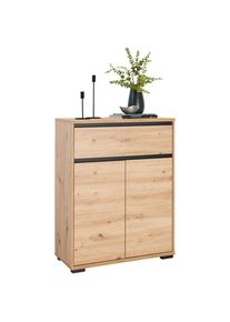 Xora Schuhschrank , Anthrazit, Eiche Artisan , Holzwerkstoff , 3 Fächer , 1 Schubladen , 80x102.8x38 cm , Beimöbel erhältlich, stehend , Garderobe, Schuhaufbewahrung, Schuhschränke