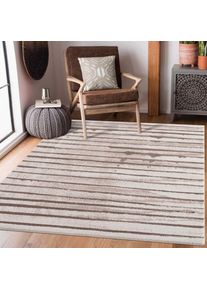 Teppich »Moda« rechteckig 11 mm Höhe Kurzflor, Streifen-Muster, Weicher Flor , beige , Carpet City , Obermaterial: 100% Polypropylen