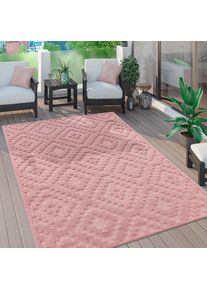 Teppich »Livorno 672« rechteckig 14 mm Höhe Uni-Farben, Scandi, Rauten Muster, Hoch-Tief Effekt, Outdoor geeignet , pink , Paco Home ,...
