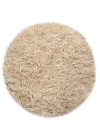 Fellteppich »Playa 960« rund 64 mm Höhe Kunstfell, Flokati-Optik, Hochflor, weich und flauschig, Uni-Farben , beige , Paco Home , Obermaterial:...