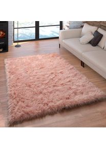 Fellteppich »Playa 960« rechteckig 64 mm Höhe Kunstfell, Flokati-Optik, Hochflor, weich und flauschig, Uni-Farben , rosa , Paco Home ,...