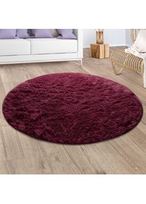 Hochflor-Teppich »Silky 591« rund 37 mm Höhe Uni Farben, besonders weich und kuschelig , lila , Paco Home , Obermaterial: 100% Polyester