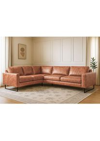 Home Affaire, Home Affaire Ecksofa &raquo;Pinto, XXL, 250/290 cm, langer Schenkel, Ottomane&laquo; Cord, Chenille, Lederoptik, mit Keder, Metallf&uuml;sse, 