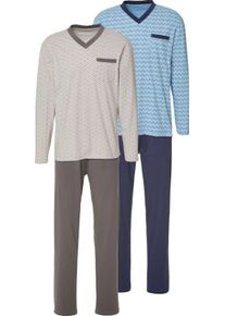 Herren Schlafanz&uuml;ge marine + stahlgrau