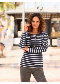 WITT Damen Langarmshirt im Ringelmuster, schwarz-elfenbein-geringelt, Größe 40, 100% Baumwolle