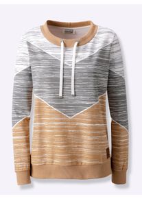 WITT Damen Sweatshirt mit variierbarem Rundhals-Ausschnitt, camel-ecru, Größe 48, 100% Baumwolle