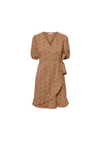 Robe &agrave; broderie ajour&eacute;e - taille: 36 - marron